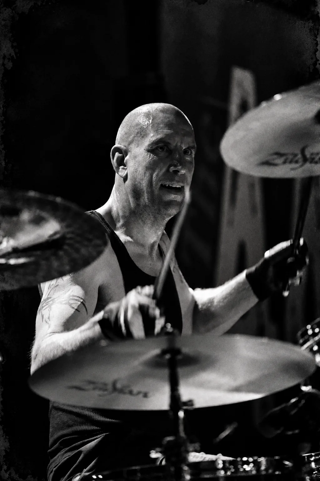Drummer performing on stage